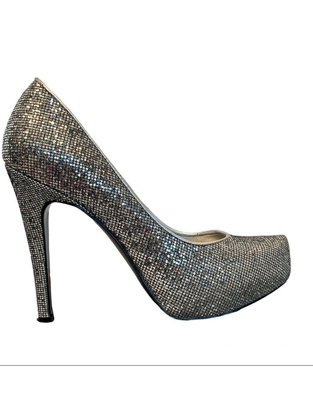 Bcbgeneration Silver shimmer sparkly High heel pumps Sz 8